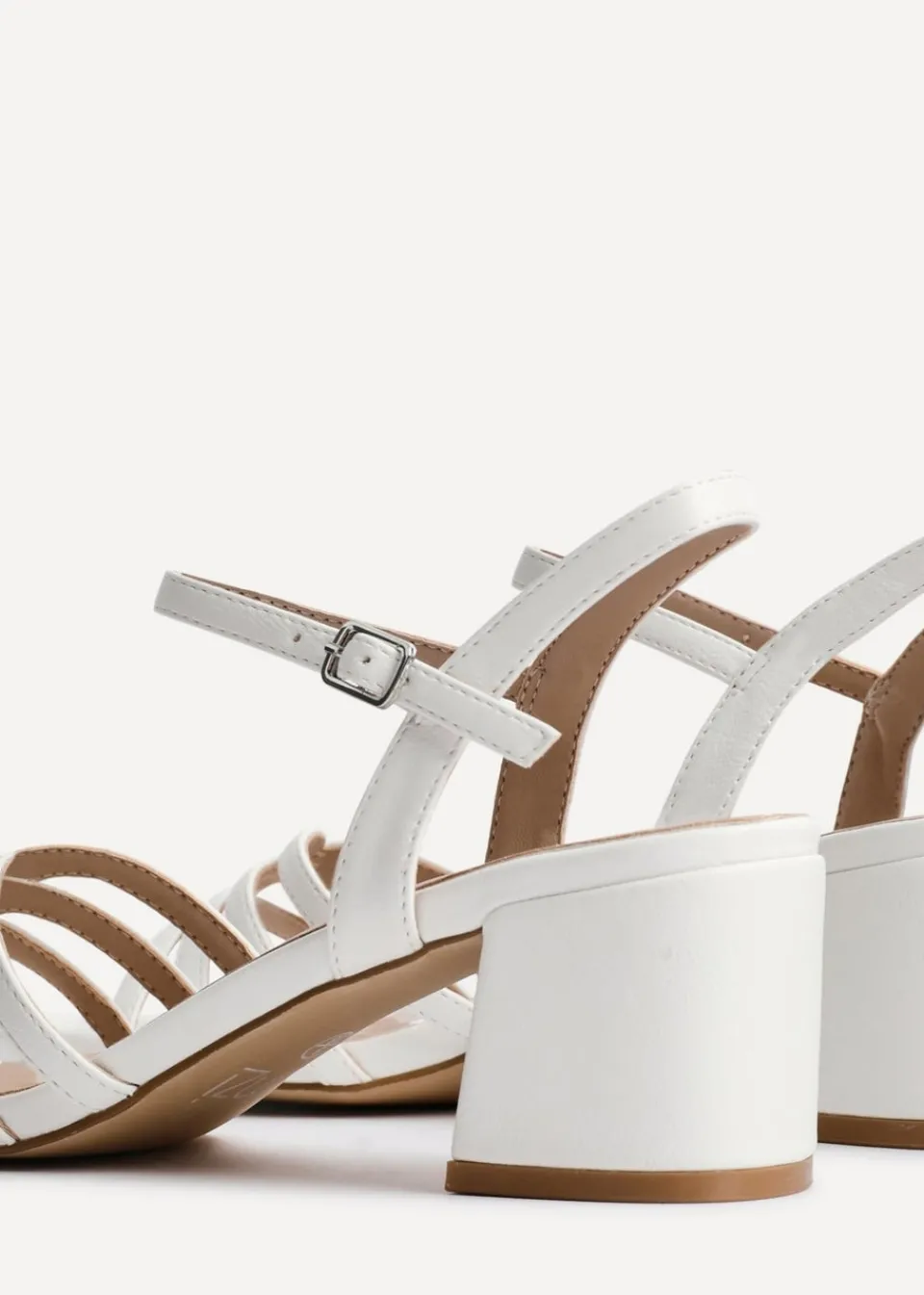Footwear>Linzi Adira White Faux Leather Strappy Heeled Sandals