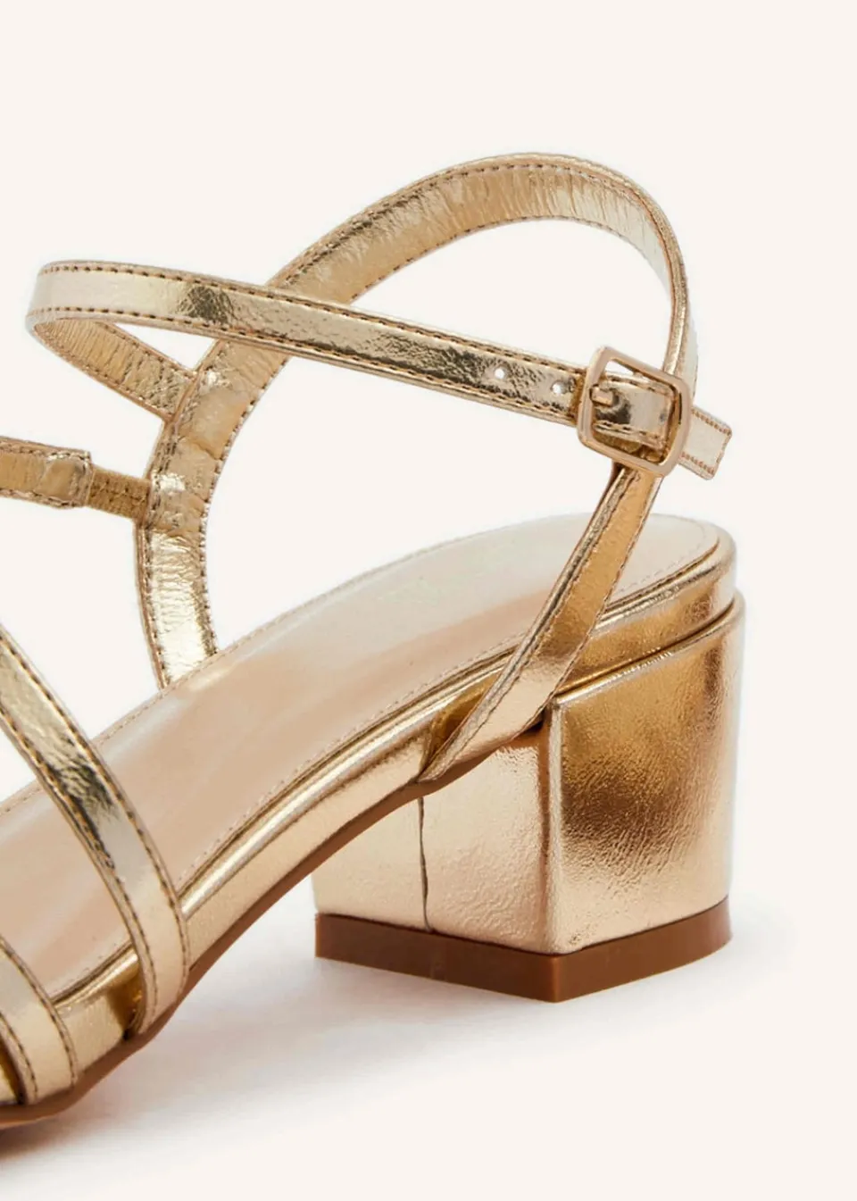 Footwear>Linzi Afia Faux Leather Strappy Heeled Sandal Gold