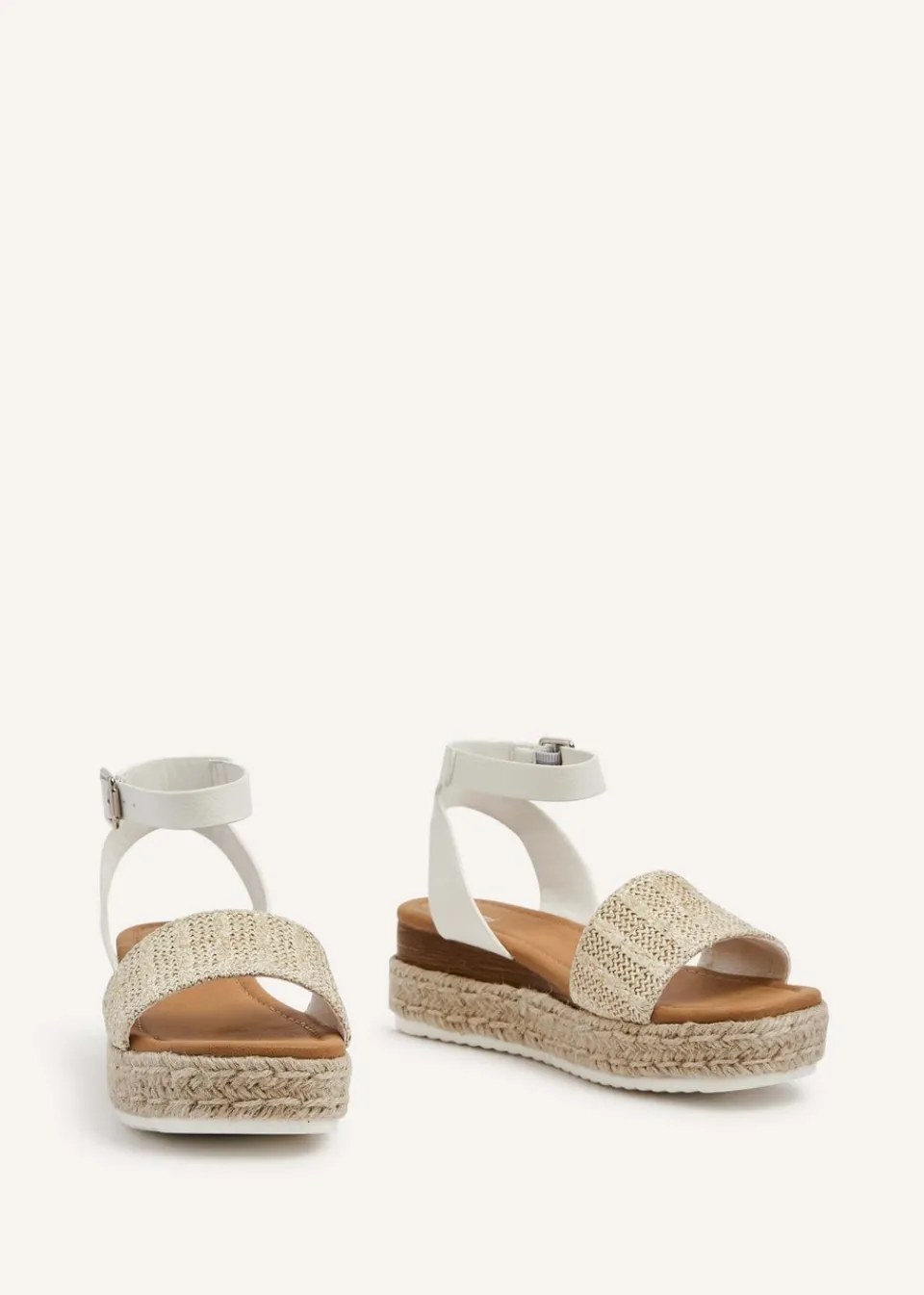 Footwear>Linzi Anya White Raffia Flatform Sandal