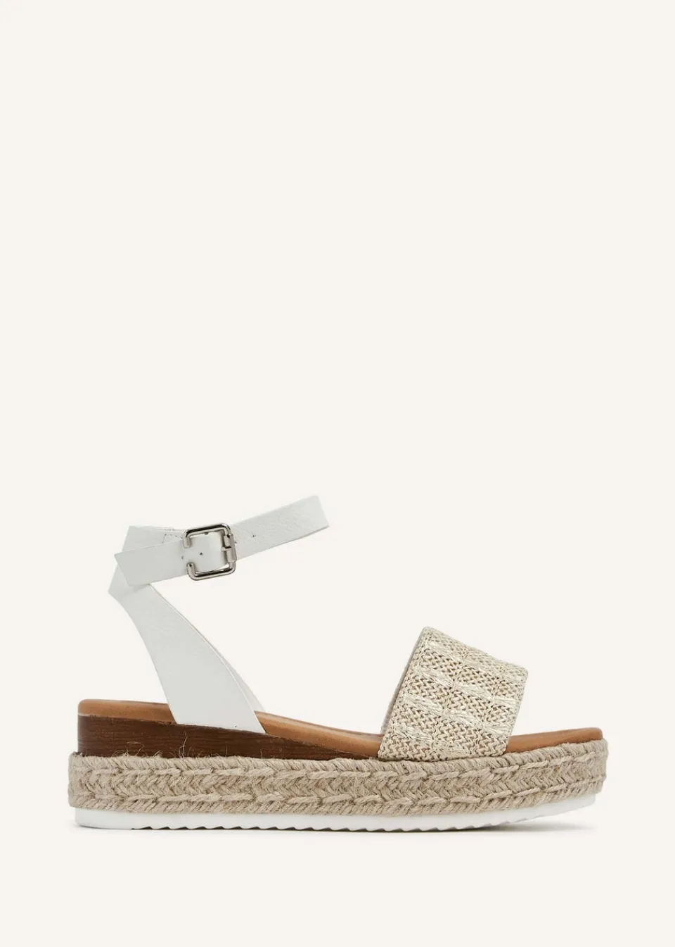 Footwear>Linzi Anya White Raffia Flatform Sandal