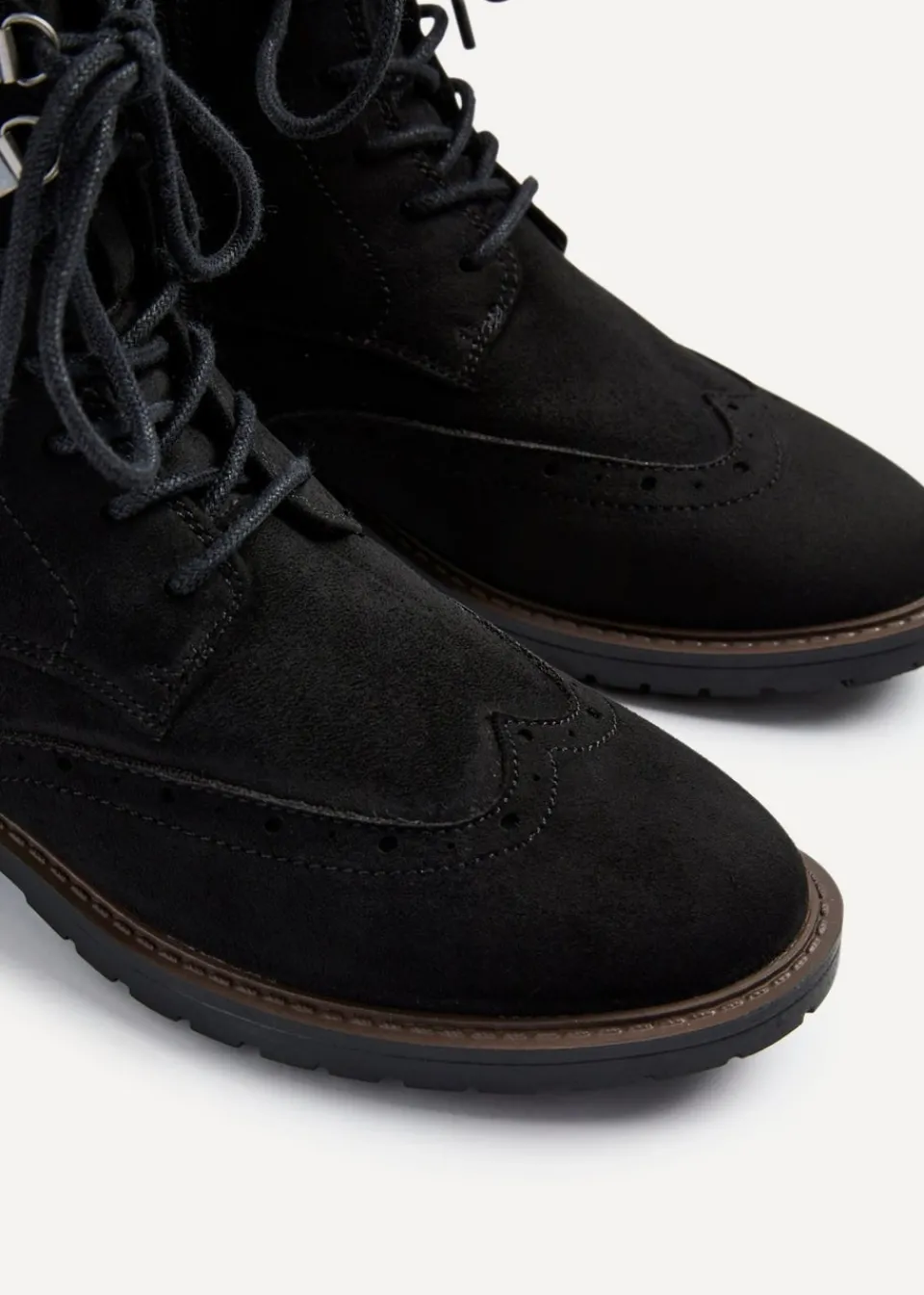 Footwear>Linzi Ashleigh Black Faux Suede Lace Up Military Boot