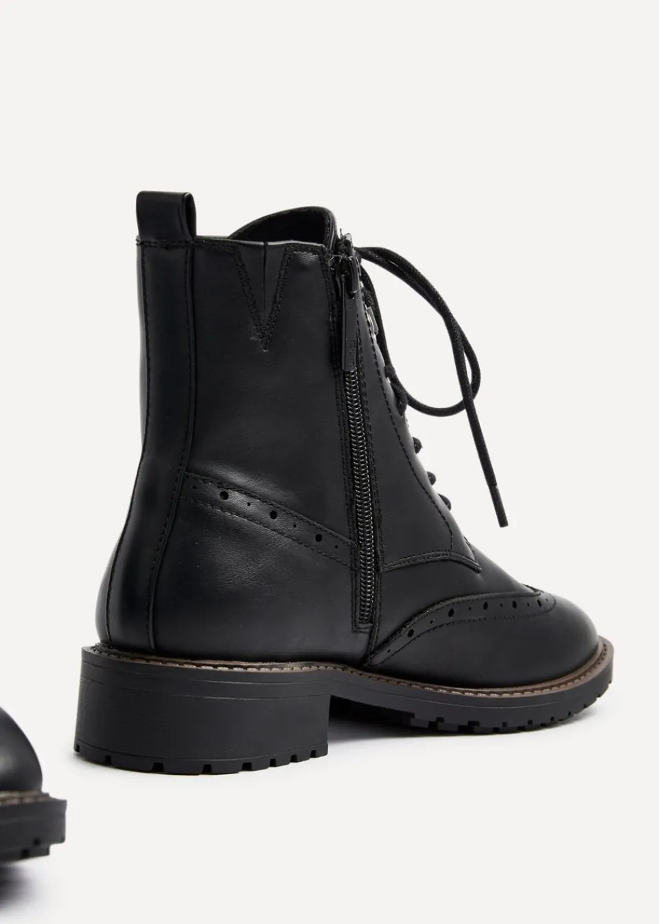Footwear>Linzi Ashleigh Black Faux Leather Lace Up Military Boot