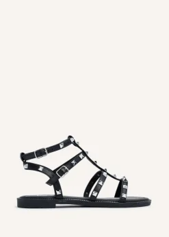 Footwear>Linzi Billie Black Studded Gladiator Sandal