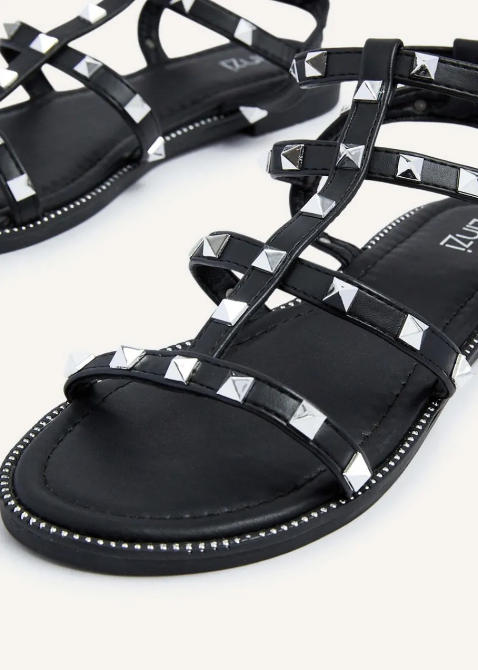 Footwear>Linzi Billie Black Studded Gladiator Sandal