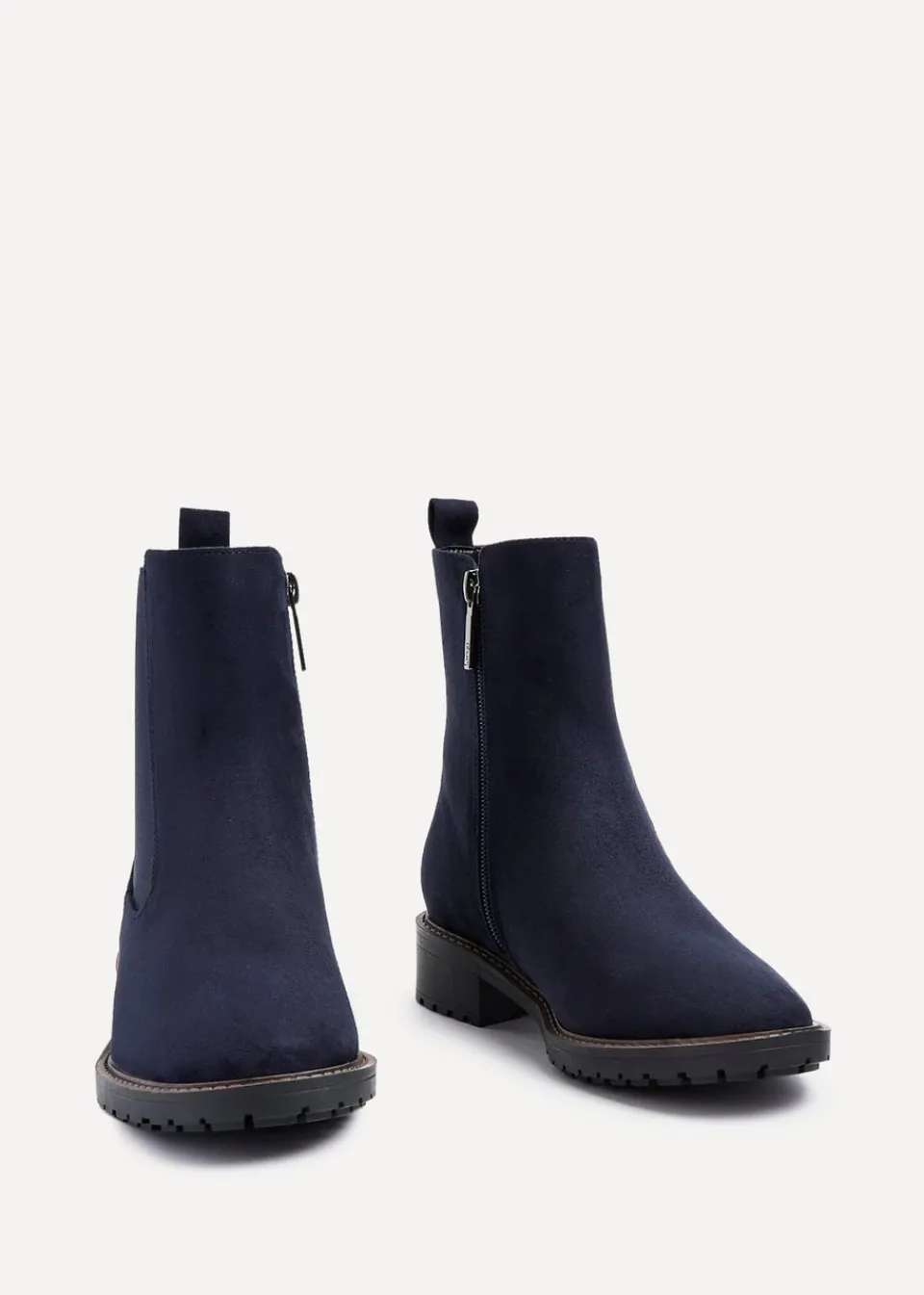 Footwear>Linzi Dalston Navy Faux Suede Classic Chelsea Boot
