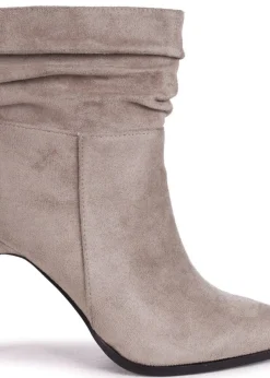Footwear>Linzi Eclipse Mocha Suede Ruched Pointed Stiletto Boot Heel