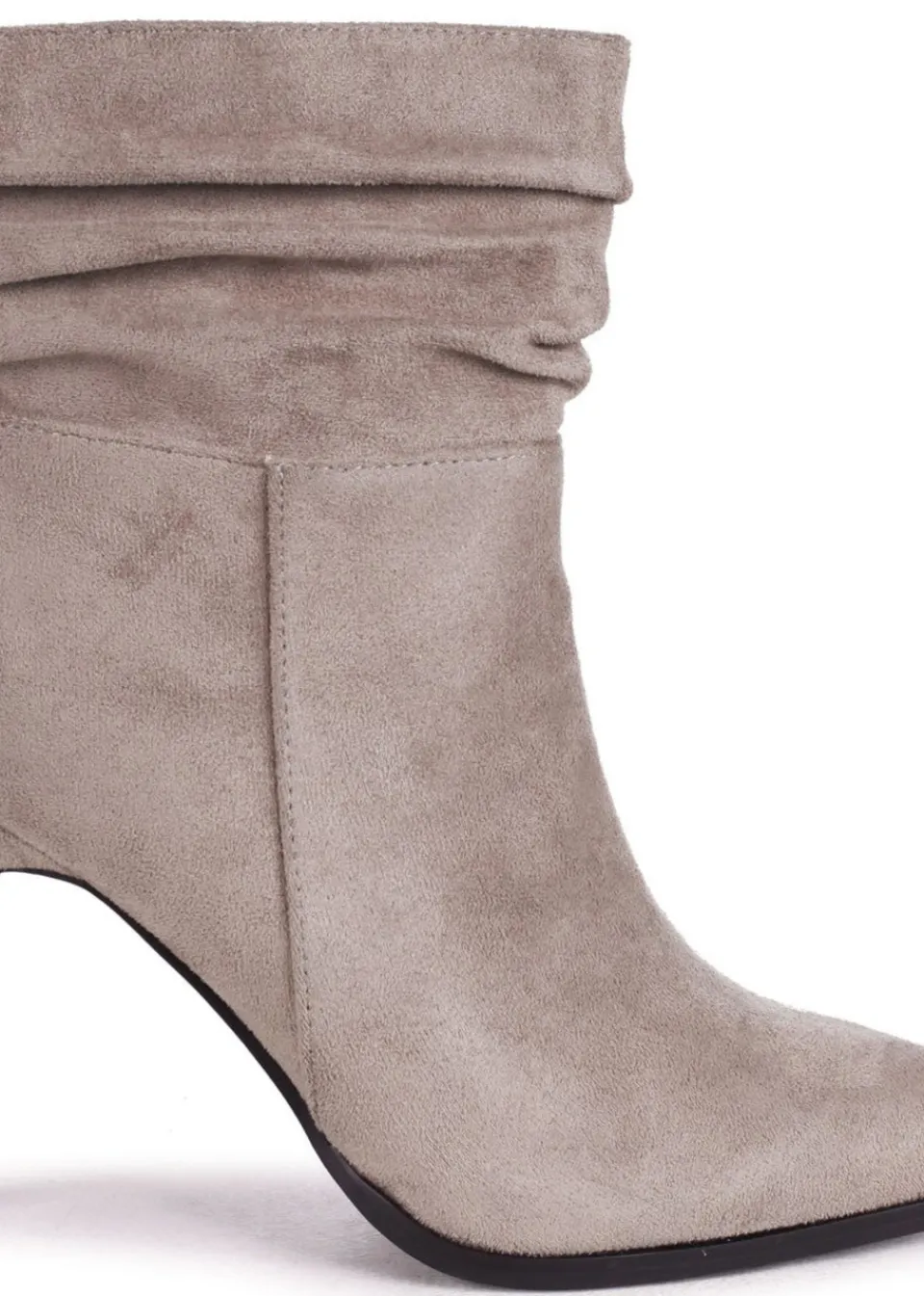 Footwear>Linzi Eclipse Mocha Suede Ruched Pointed Stiletto Boot Heel
