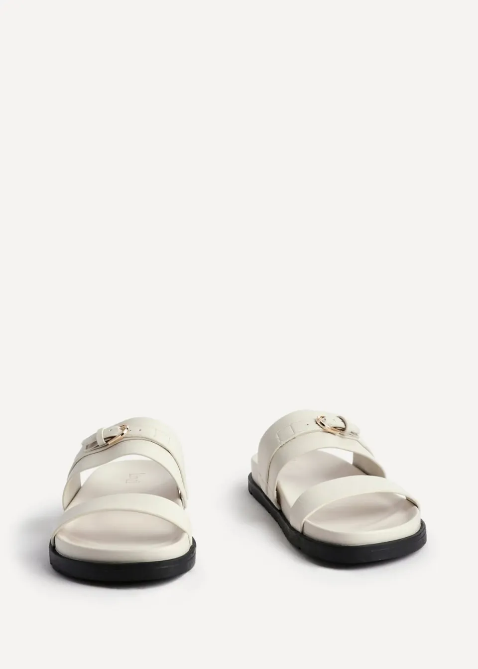 Footwear>Linzi Ezra Ivory Faux Leather Flat Slider Sandals