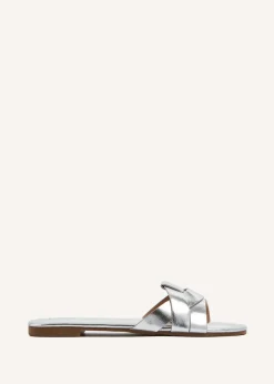 Footwear>Linzi Fletcher Faux Leather Slider Silver