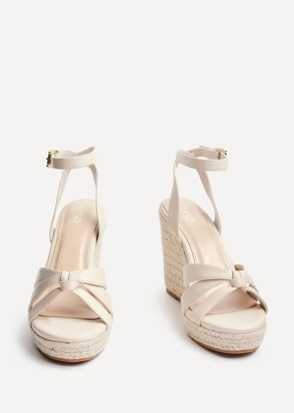Footwear>Linzi Goddess Sand Faux Leather Espadrille Wedge