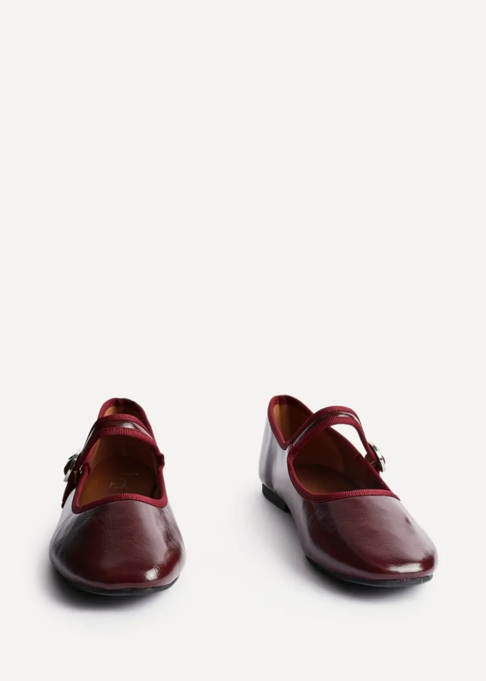 Footwear>Linzi Graceful Burgundy Faux Leather Ballet Pumps