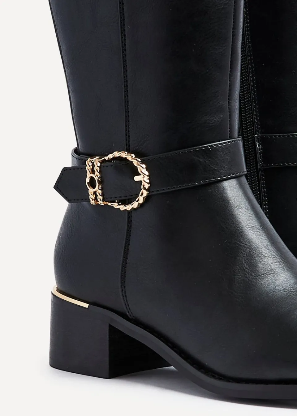 Footwear>Linzi Gwen Black Faux Leather Knee High Boot