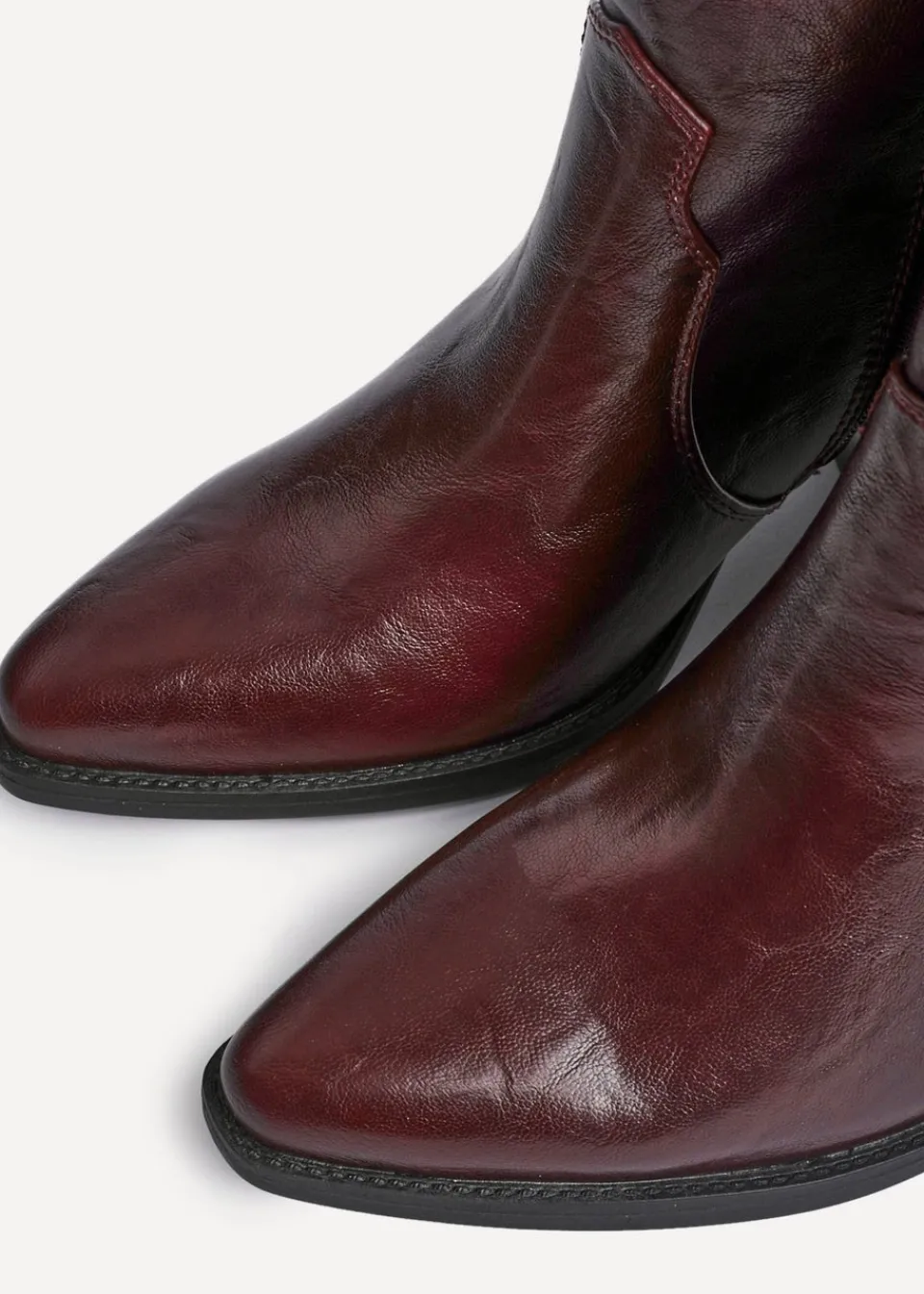 Footwear>Linzi Jessie Burgundy Faux Leather Western Ankle Boot