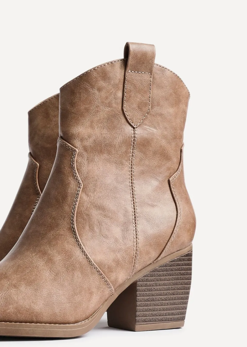 Footwear>Linzi Jessie Taupe Faux Leather Western Ankle Boot