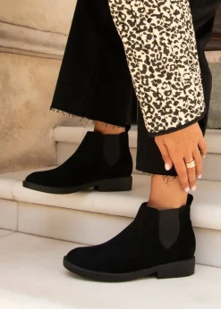 Footwear>Linzi Karina Black Faux Suede Classic Chelsea Boot