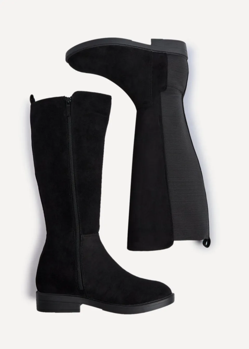 Footwear>Linzi Knight Black Faux Suede High Leg Boot