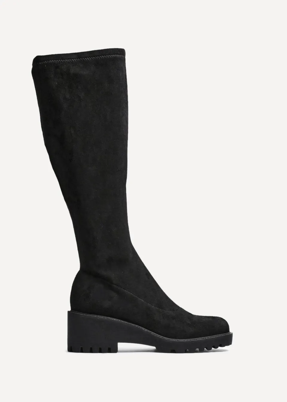 Footwear>Linzi Kortina Black Faux Suede Wedge Knee High Boot