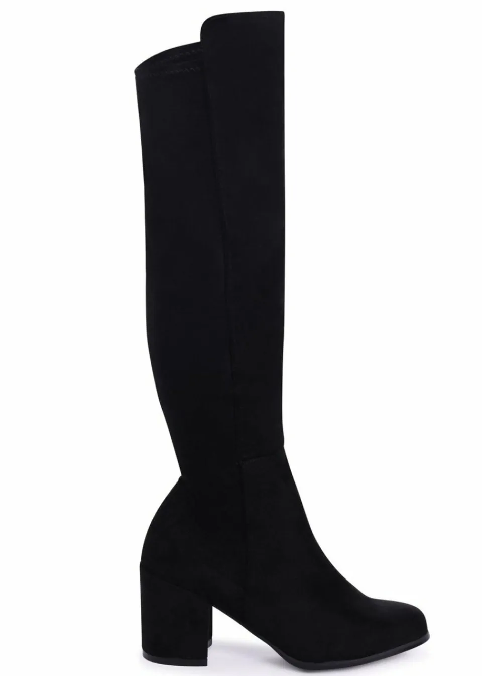 Footwear>Linzi Mandy Black Suede Block Heeled Knee High Boot