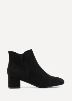 Footwear>Linzi Manor Black Faux Suede Block Heeled Ankle Boot