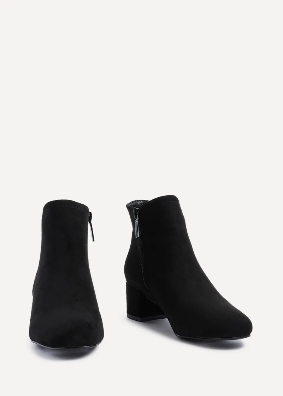 Footwear>Linzi Manor Black Faux Suede Block Heeled Ankle Boot