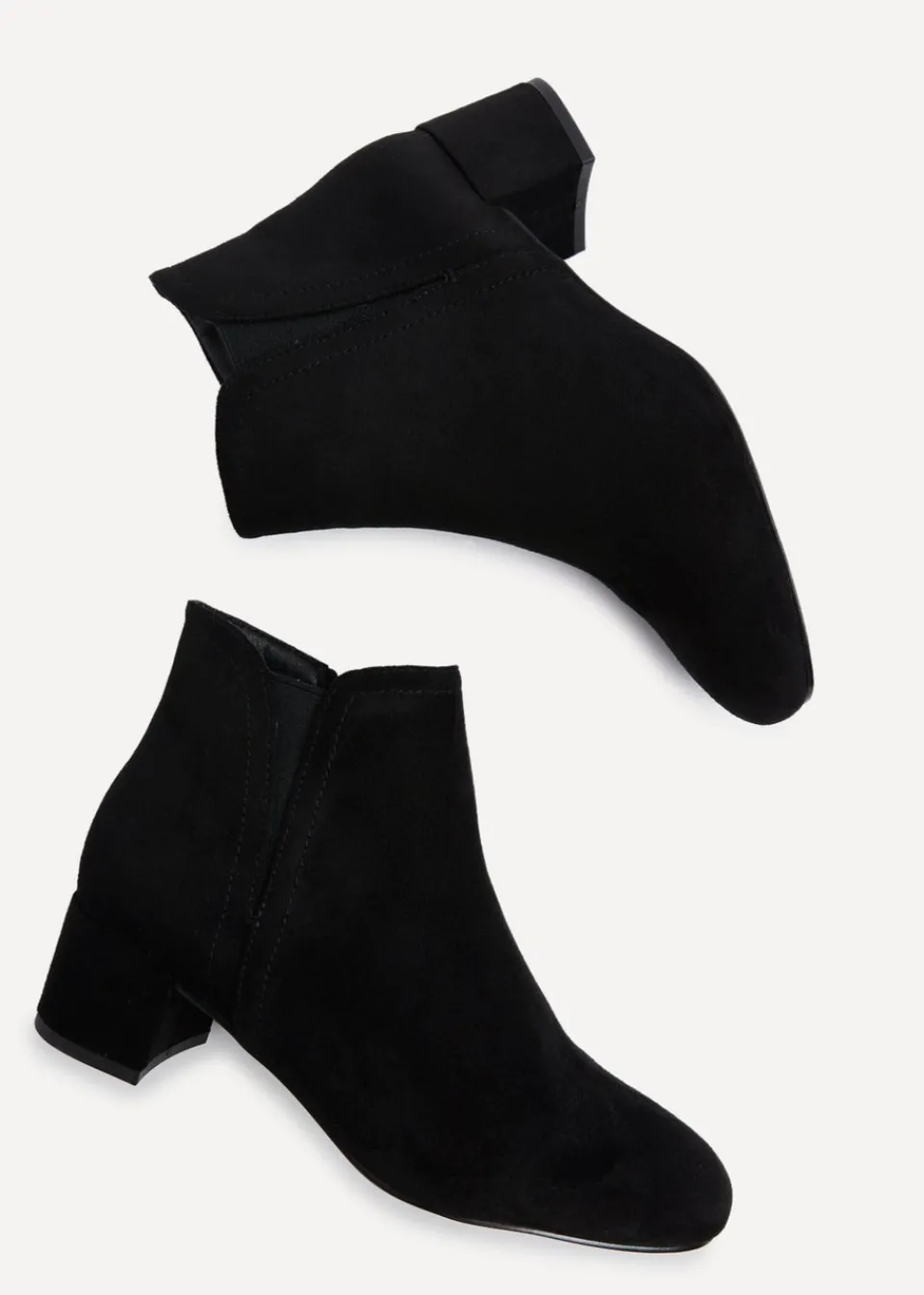 Footwear>Linzi Manor Black Faux Suede Block Heeled Ankle Boot