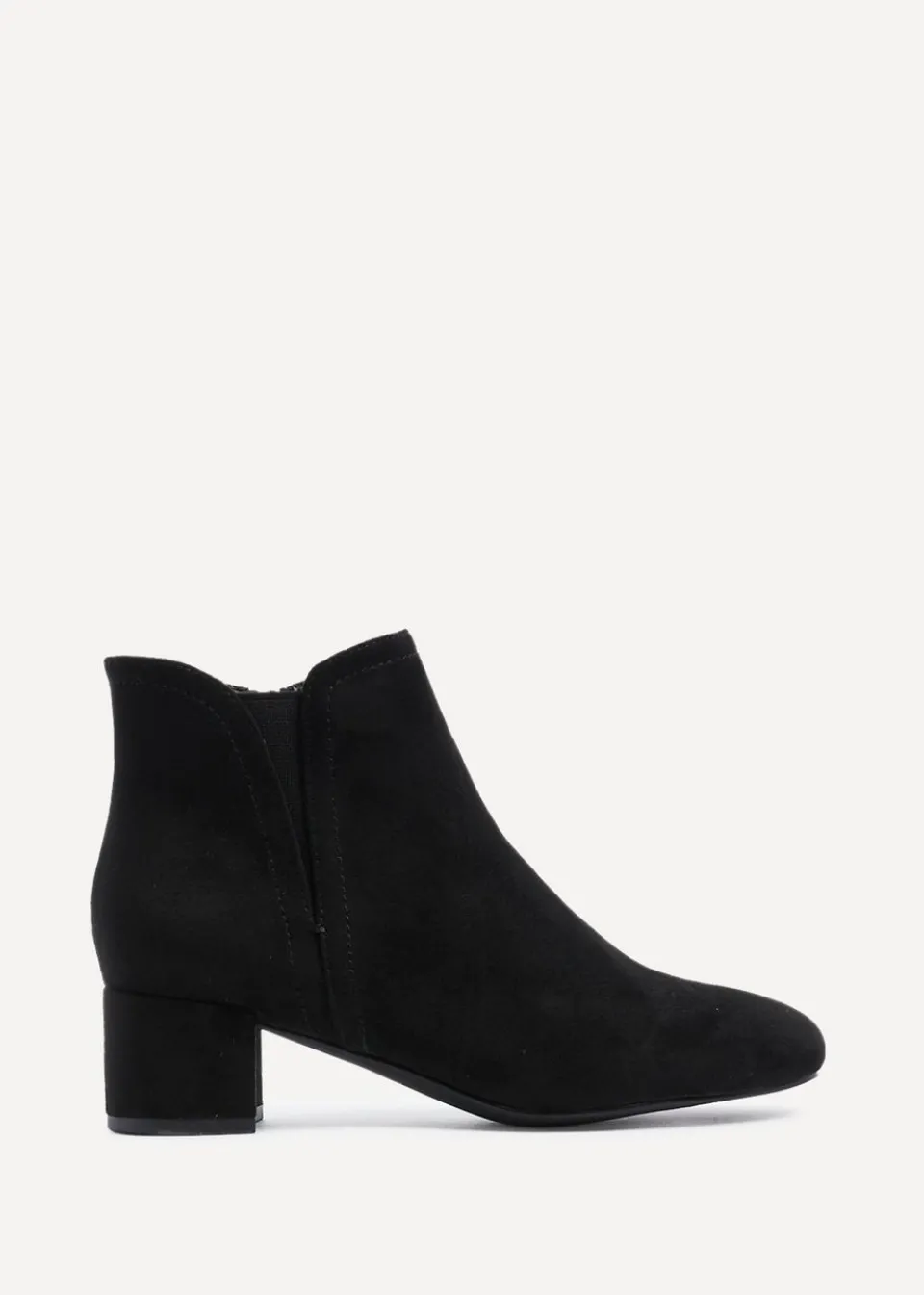 Footwear>Linzi Manor Black Faux Suede Block Heeled Ankle Boot