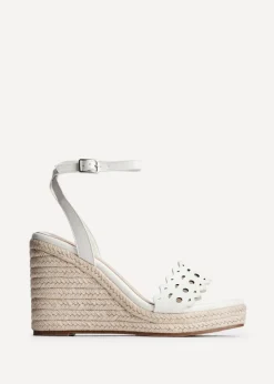Footwear>Linzi Mellow White Faux Leather Wedge