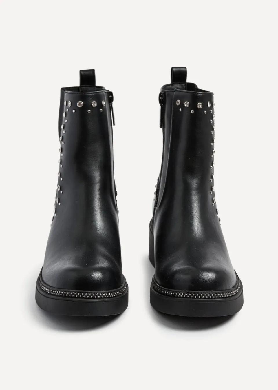 Footwear>Linzi Optic Black Faux Leather Diamante Embellished Chelsea Boot