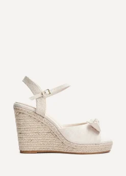 Footwear>Linzi Portofino Beige Canvas Espadrille Wedge