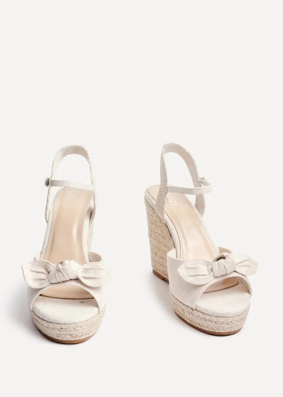 Footwear>Linzi Portofino Beige Canvas Espadrille Wedge