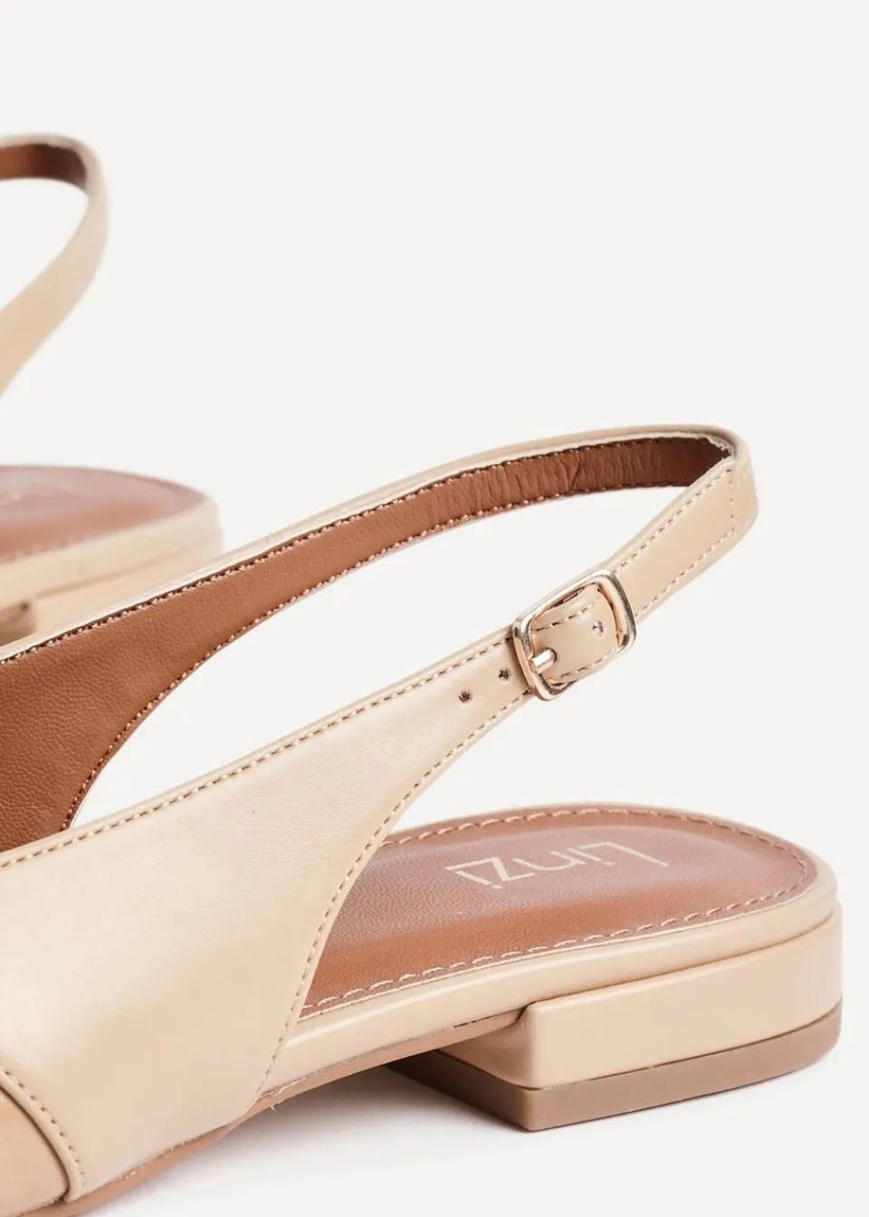 Footwear>Linzi Prague Nude Faux Leather Pointed Toe Ballet Flat