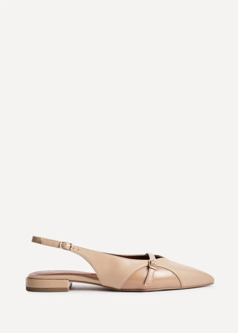 Footwear>Linzi Prague Nude Faux Leather Pointed Toe Ballet Flat