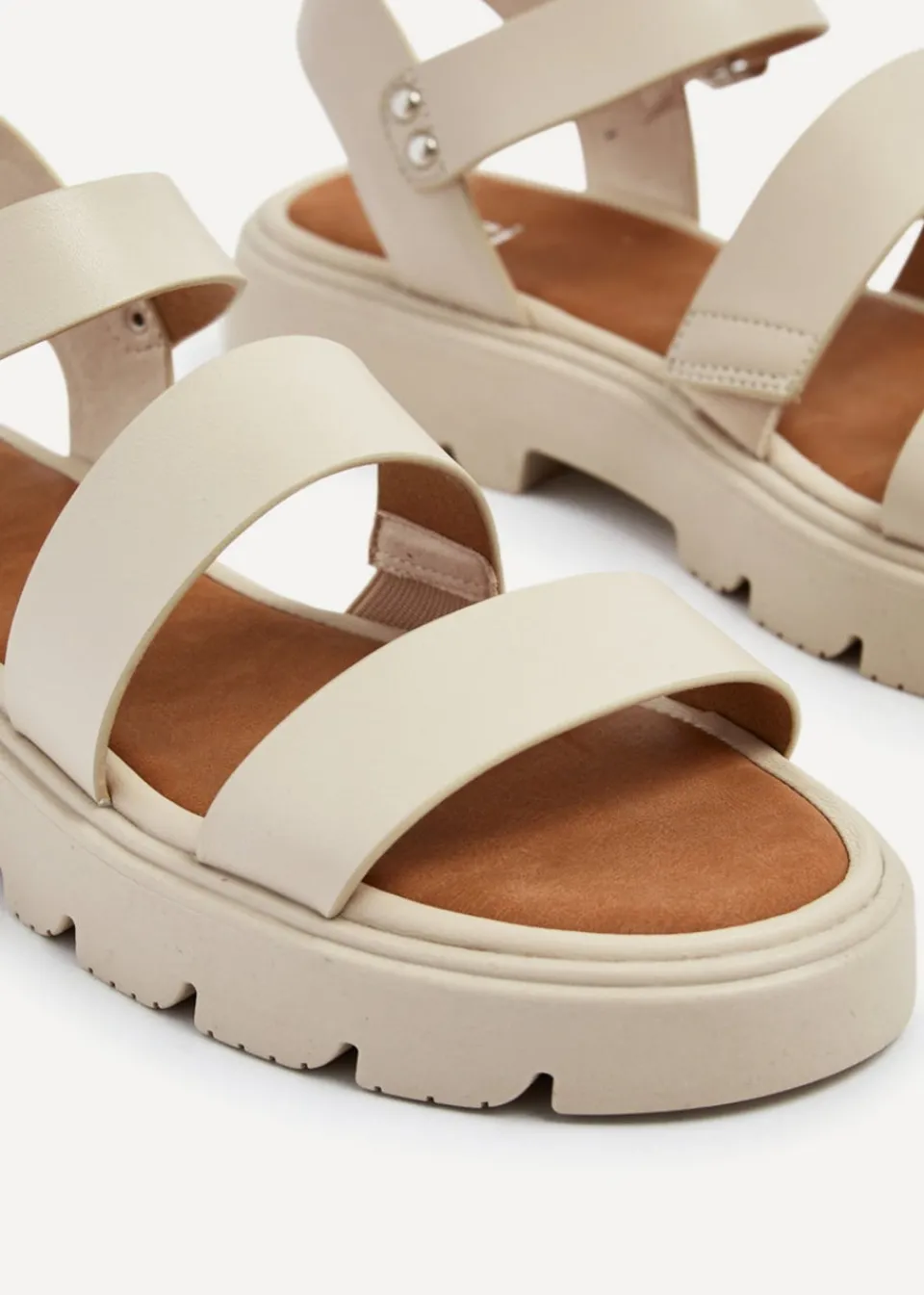 Footwear>Linzi Ramona Nude Faux Leather Gladiator Style Two Strap Sandal