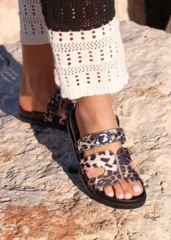 Footwear>Linzi Rowan Leopard Print Footbed Linked Design Sandal