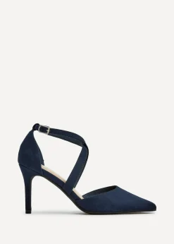 Footwear>Linzi Runway Navy Faux Suede Stiletto Court Heel