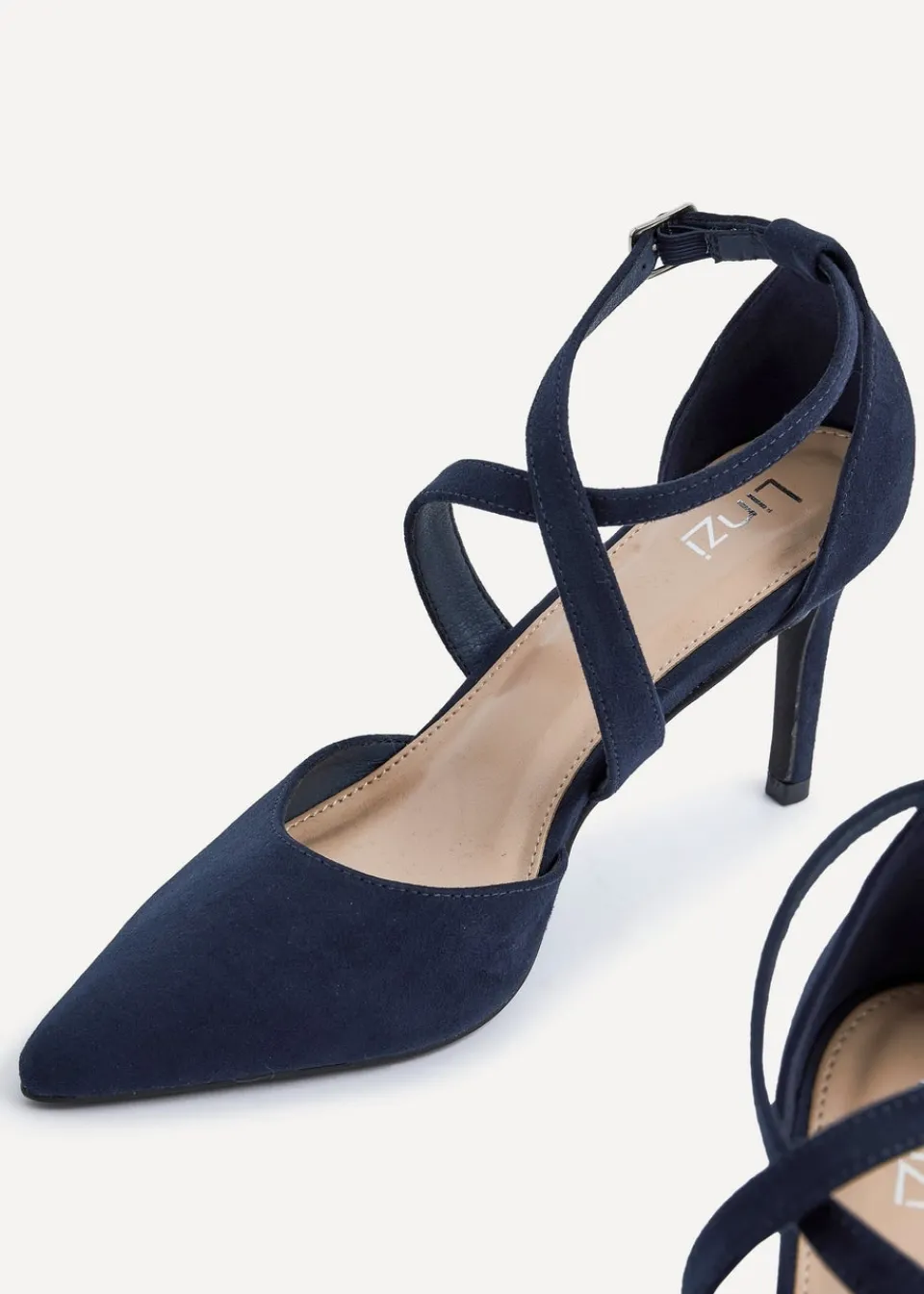 Footwear>Linzi Runway Navy Faux Suede Stiletto Court Heel
