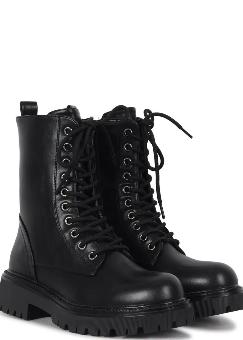 Footwear>Linzi Samurai Black Faux Leather Lace Up Military Boot