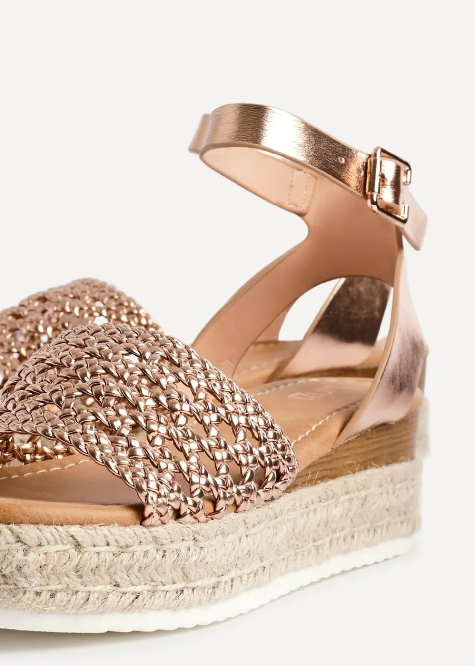 Footwear>Linzi Sundown Pink Faux Leather Handwoven Espadrille Flatform Sandal