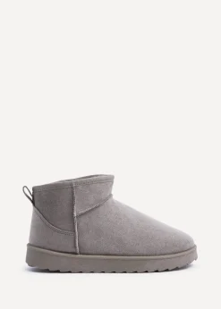 Footwear>Linzi Ultra Mini Addy Grey Faux Suede Faux Fur Lined