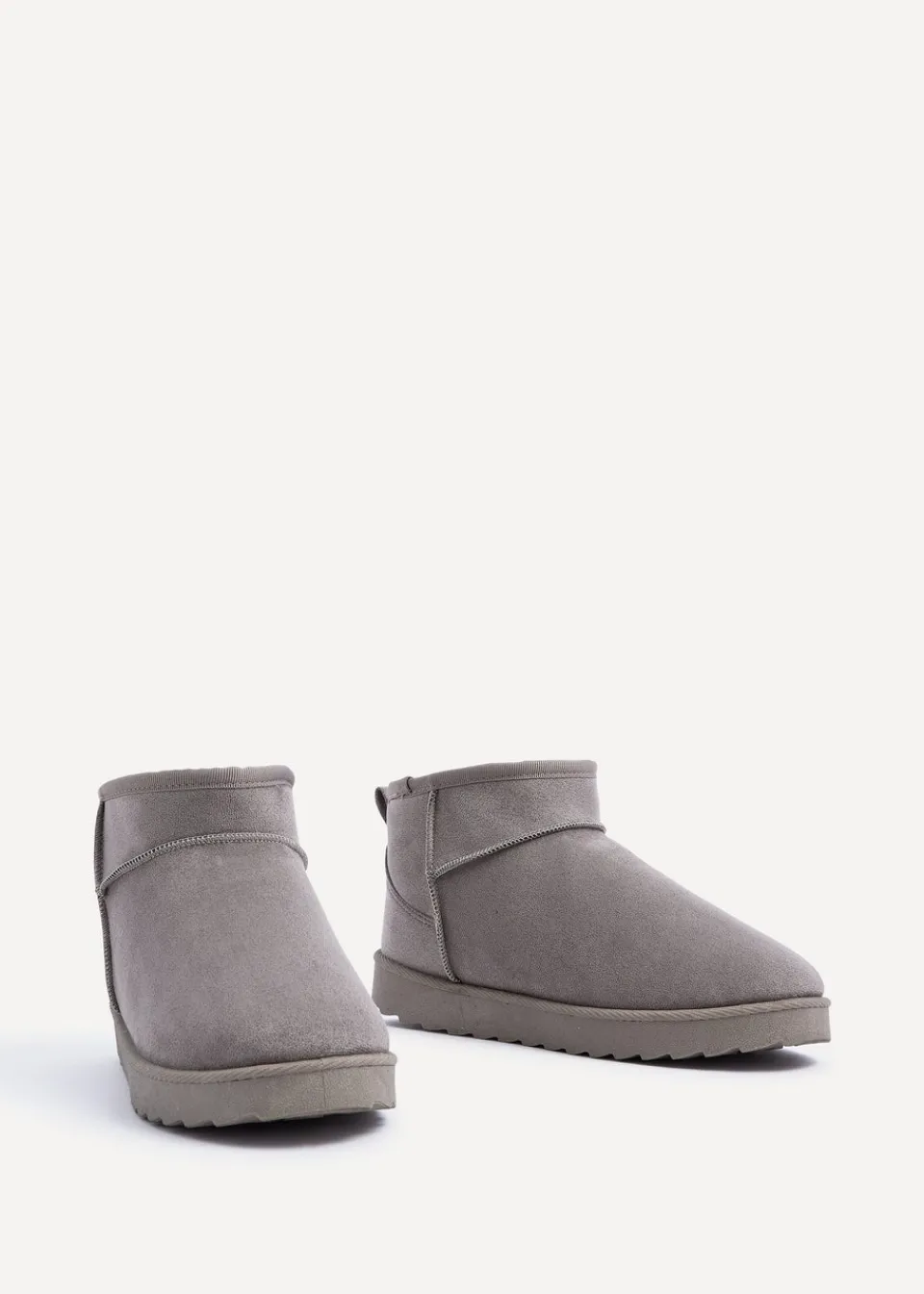Footwear>Linzi Ultra Mini Addy Grey Faux Suede Faux Fur Lined