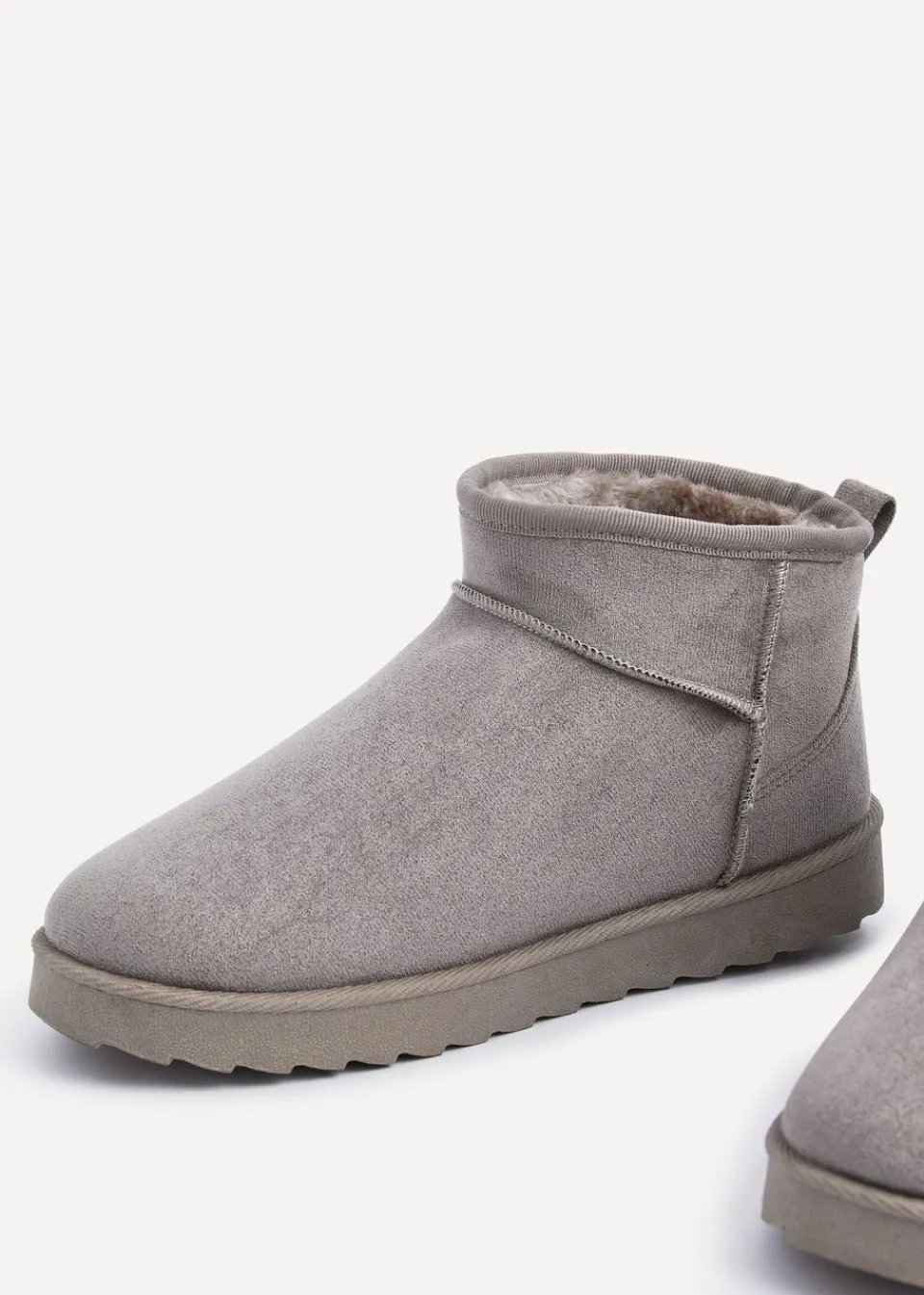 Footwear>Linzi Ultra Mini Addy Grey Faux Suede Faux Fur Lined