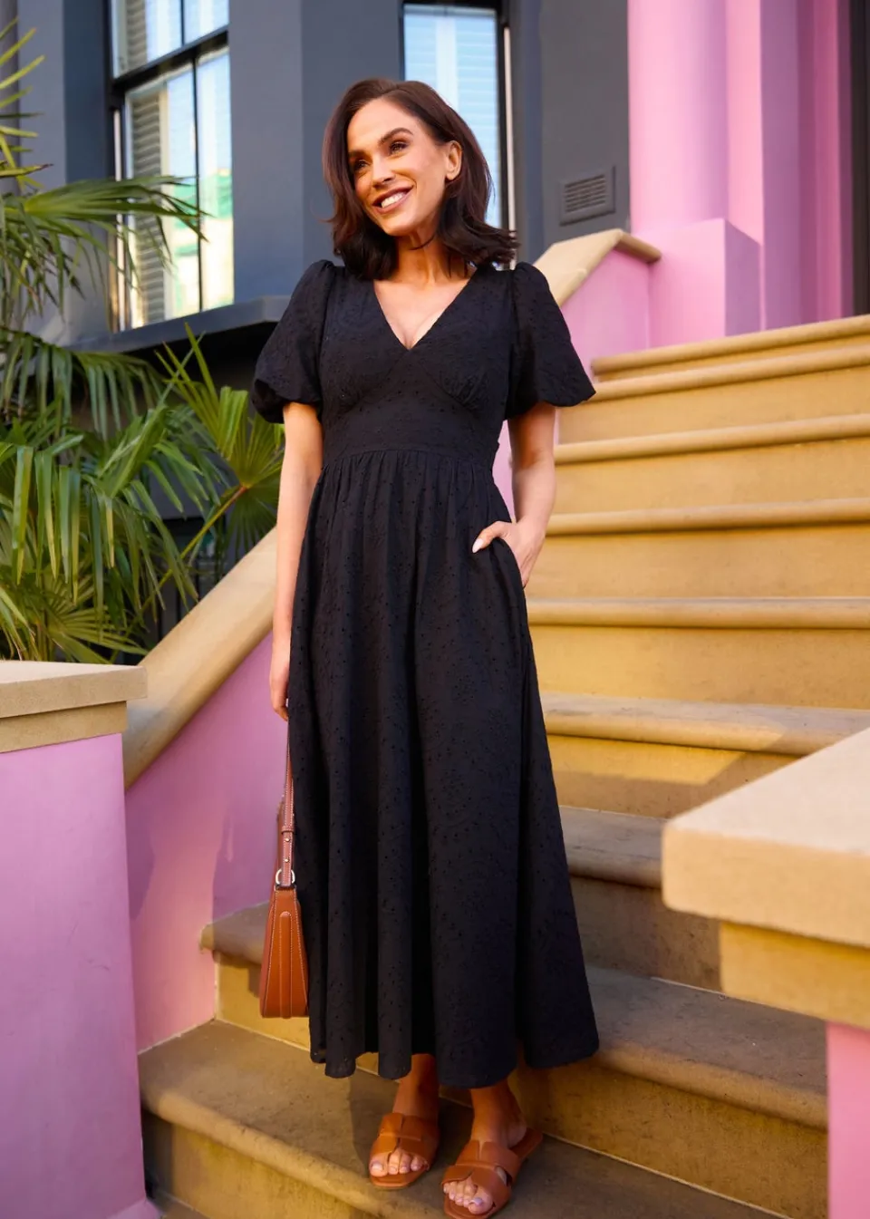 Dresses>Little Mistress Broderie Midi Dress by Vicky Pattison Black