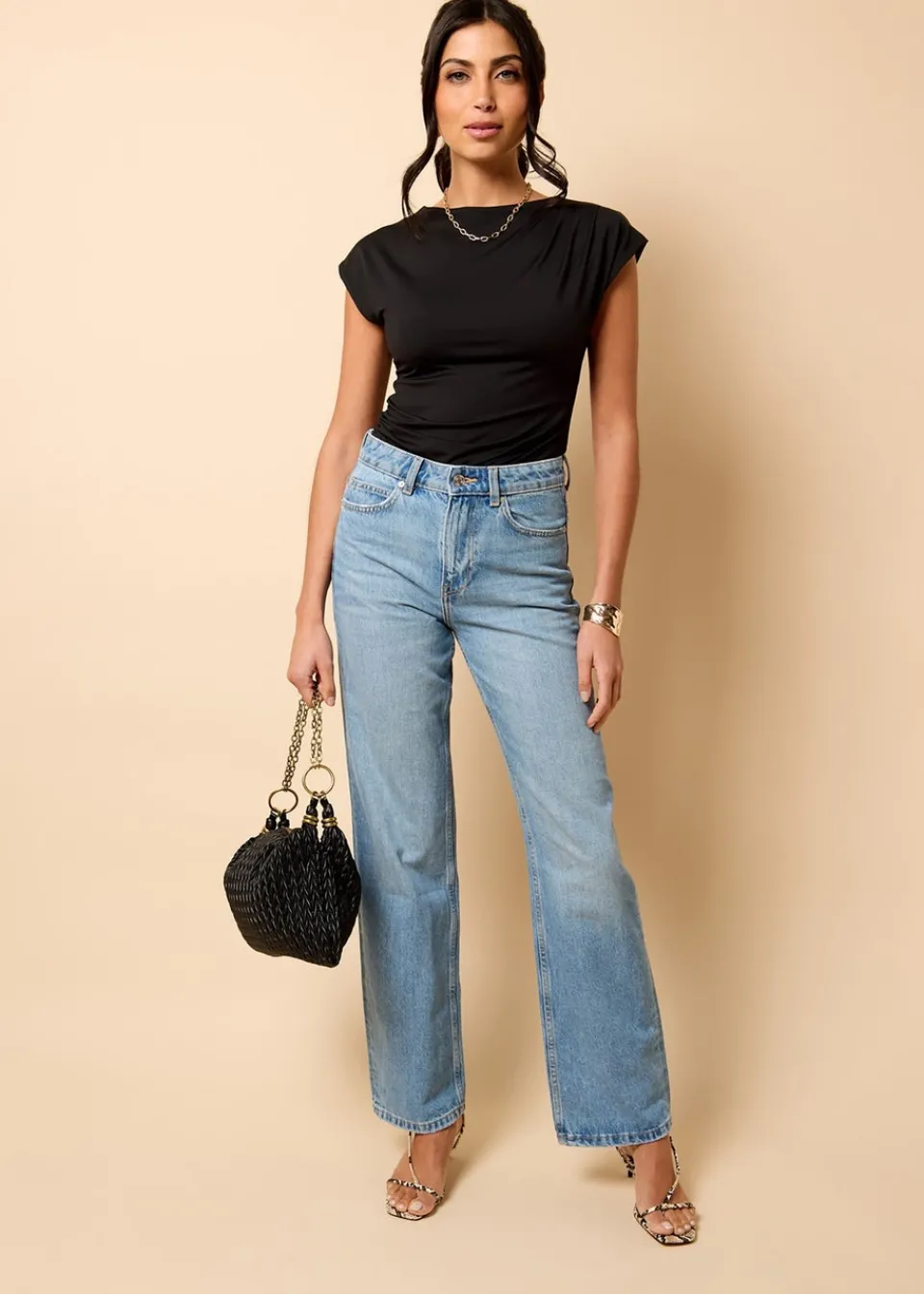 T-Shirts>Little Mistress Ruched Top by Vicky Pattison Black