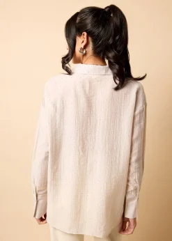 Tops>Little Mistress Cream Gem Chiffon Shirt by Vicky Pattison