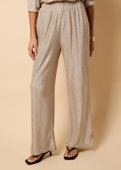 Trousers>Little Mistress Co Ord Plisse Trousers by Vicky Pattison Oyster