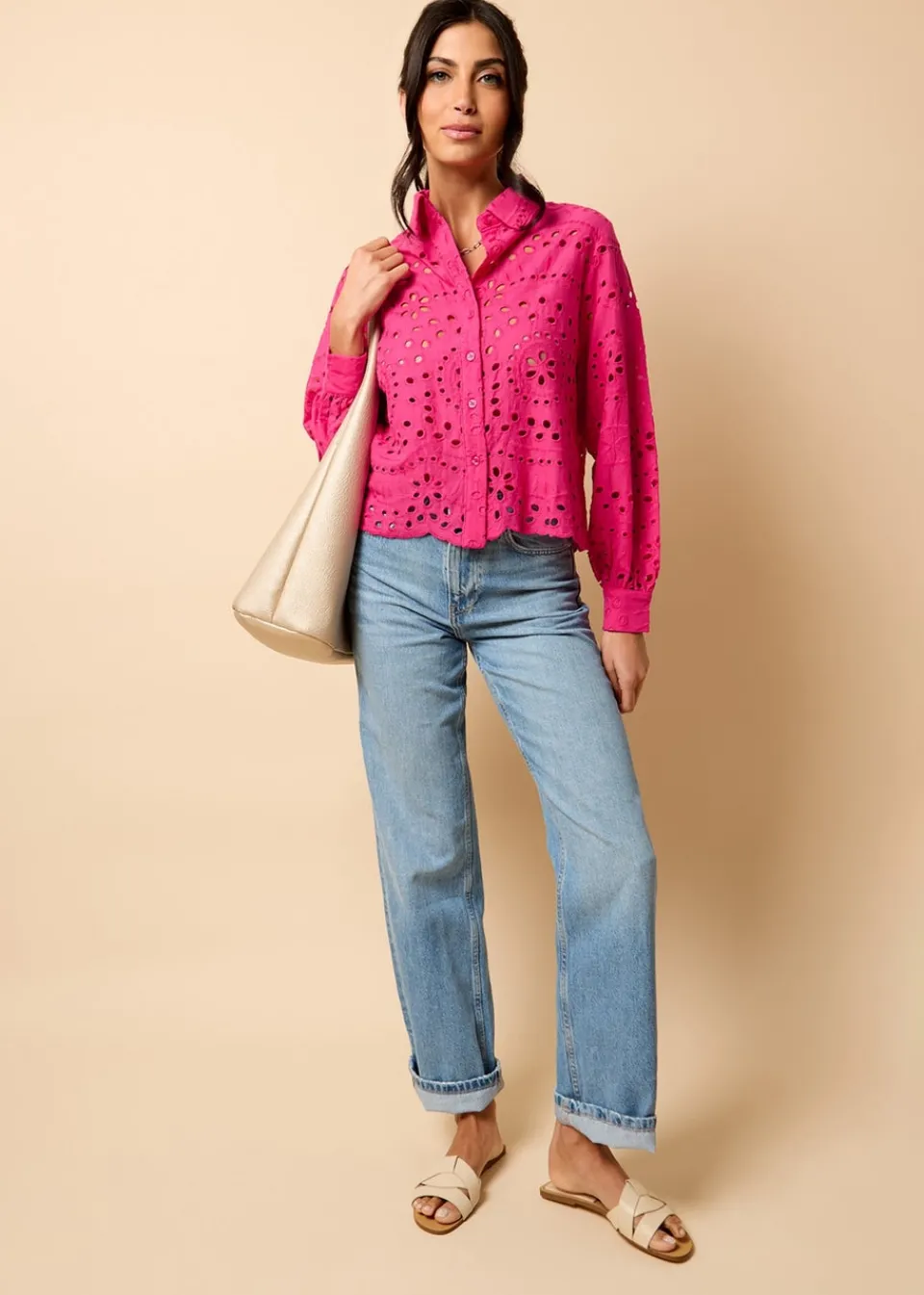 Tops>Little Mistress Broderie Shirt by Vicky Pattison Pink