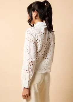 Tops>Little Mistress Broderie Shirt by Vicky Pattison White