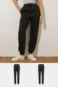 Trousers>Long Tall Sally 2 Pack Black Basic Joggers