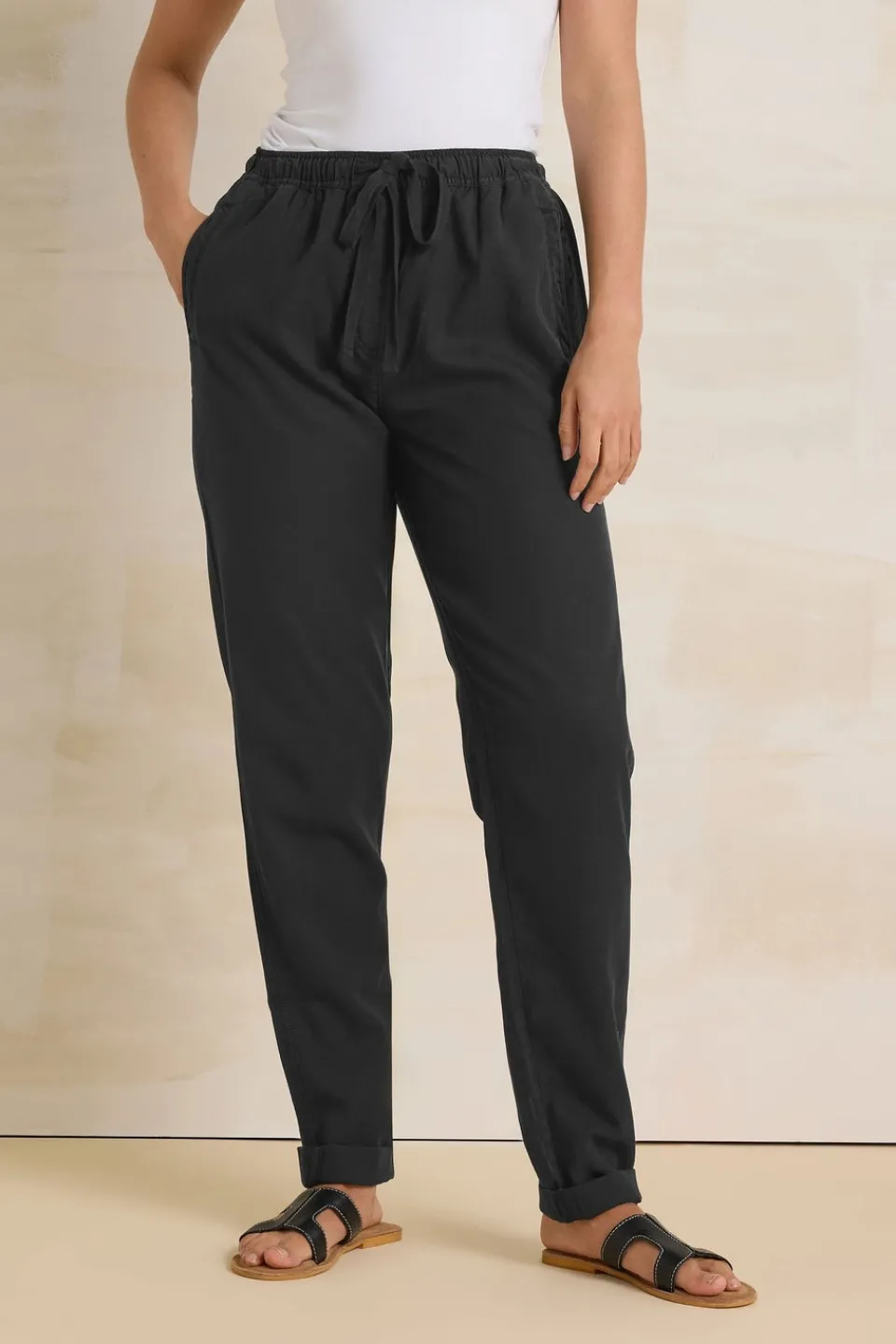 Trousers>Long Tall Sally Black Lyocell Blend Joggers