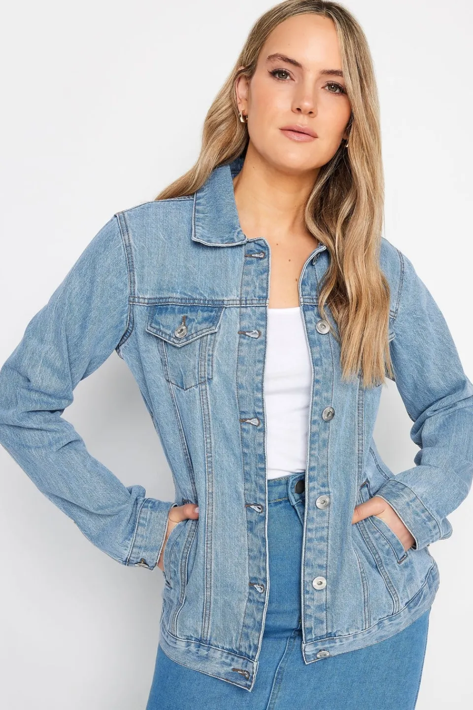 Coats & Jackets>Long Tall Sally Blue Mid Wash Denim Jacket